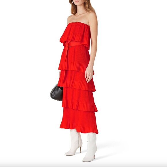 ESSENTIEL ANTWERP Valentina Ruffled Red Dress Size 36 - Picture 2 of 8